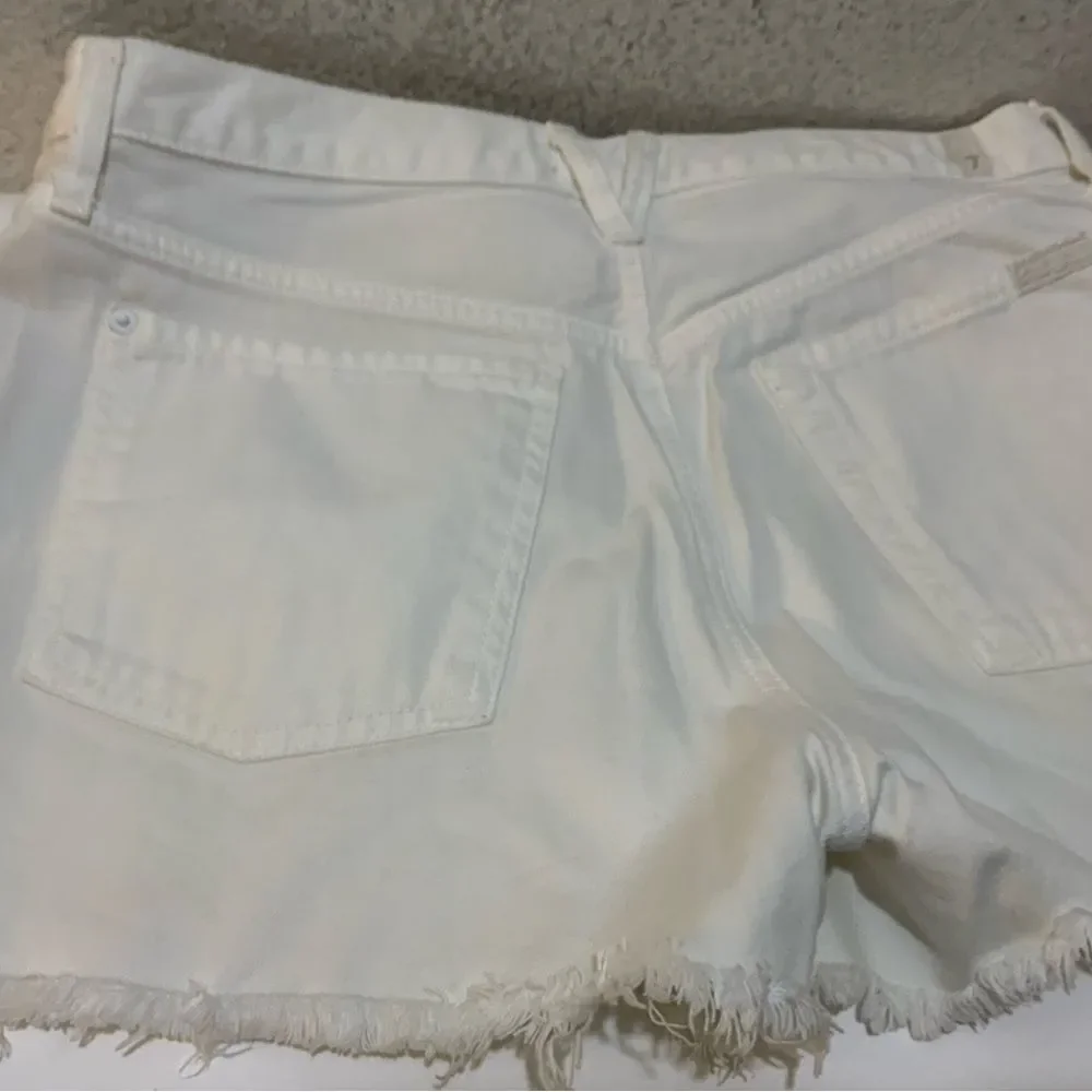7 for all Mankind Cutoff Denim Shorts button fly in White size 28 - Picture 10 of 14